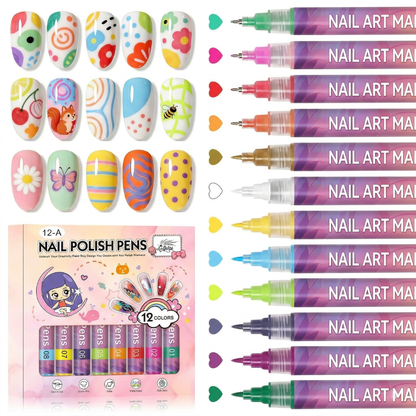 Nail Art Marker Pens | 12 Color Set