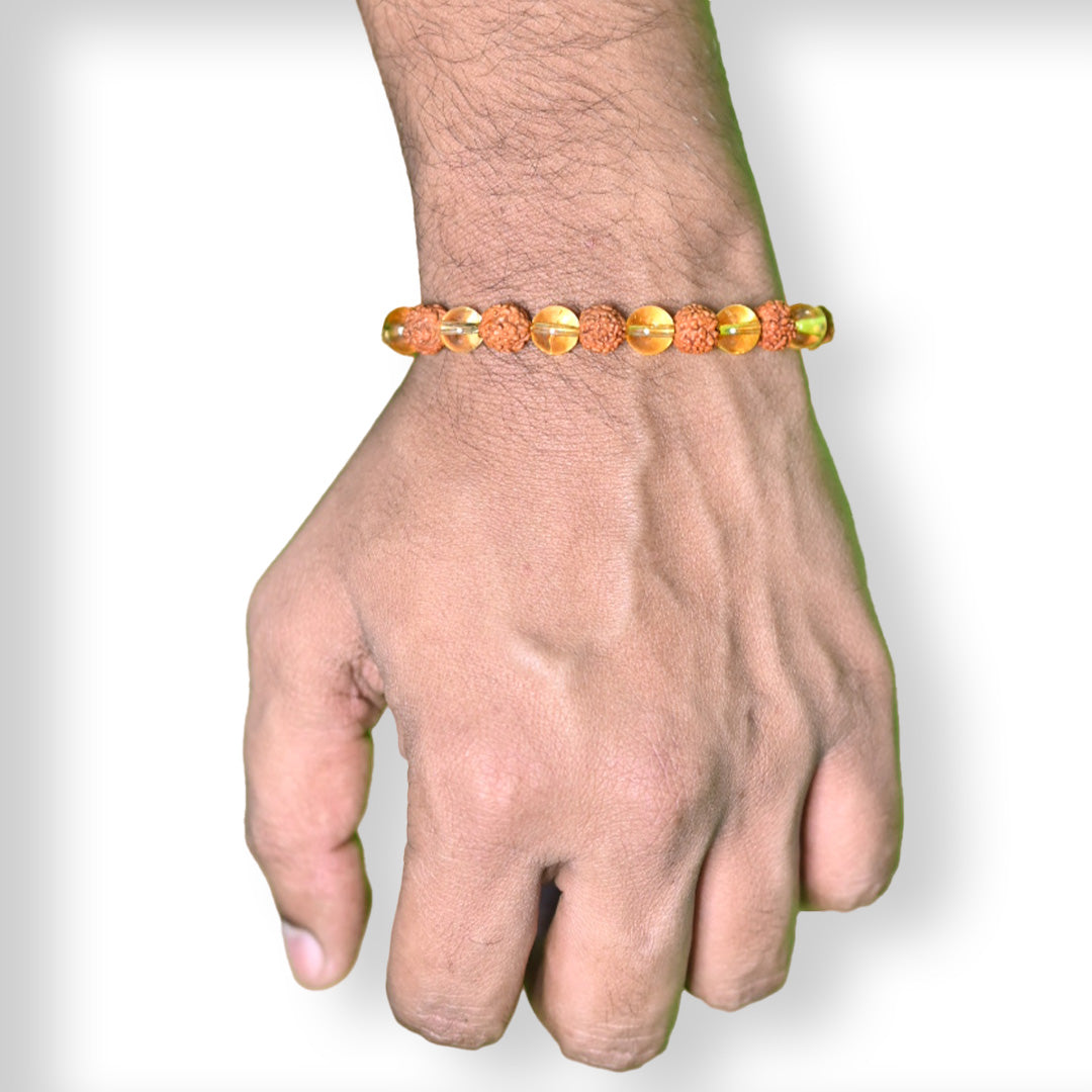 Authentic Rudraksha, Citrine & Evil Eye Bracelet (Buy 1 Get 1 Free)