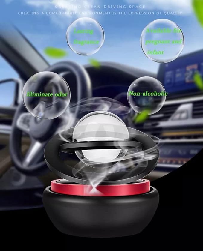 Solar Power Car Aroma Diffuser Car Auto Rotating Air Freshner Double Ring Solar Ball