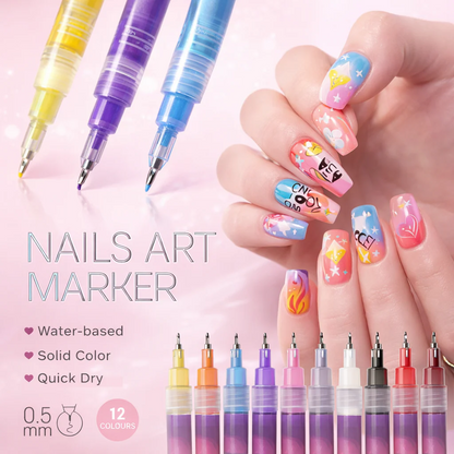 Nail Art Marker Pens | 12 Color Set